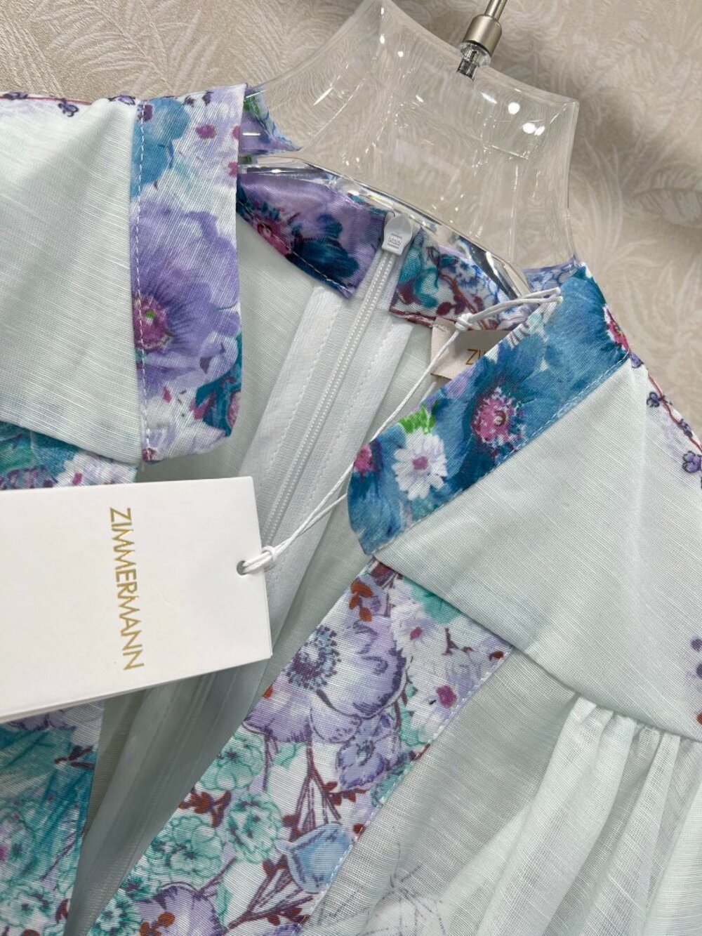 Zimmermann Light Mint Green Watercolor Floral Long Dress - Picture 2 of 9